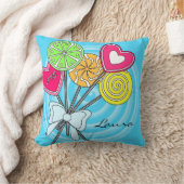 ブルー棒つきキャンデー枕 クッション (ブランケット)