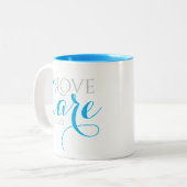 ブルー検疫愛とマ気にグ ツートーンマグカップ (正面左)