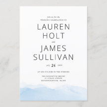 ブルー水グラデーション彩結婚式招待状