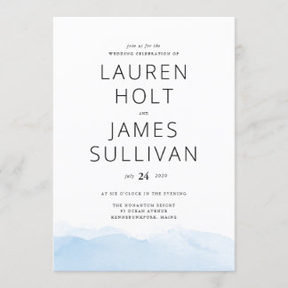 ブルー水グラデーション彩結婚式招待状 招待状