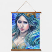 ブルー水中ファンタジー女神抽象芸術アート 吊り下げ型タペストリー (正面)