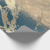 ブルー水中競技ティール(緑がかった色)金ゴールドマーブルサンドグリッタースパーク ラッピングペーパー (角)