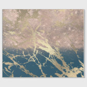 ブルー水中競技ティール（緑がかった色）金ゴールド大理石シャイニーグリッタースパーク ラッピングペーパー (フラット)