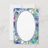 ブルー水彩花柄のシンプルなウェディング 招待状 (正面)