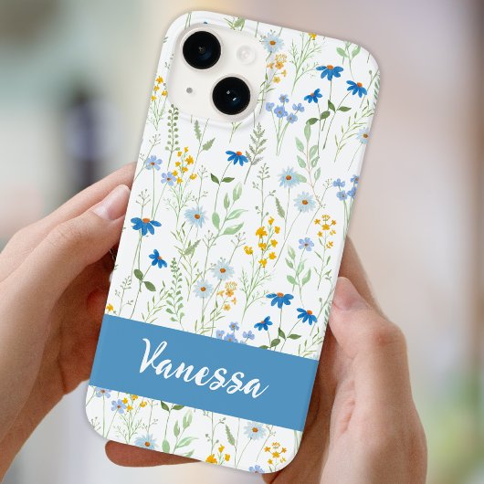 ブルー水彩野の花の名前 Case-Mate iPhoneケース