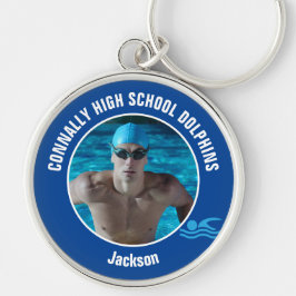 ブルー水泳チーム 写真 高校水泳選手 キーホルダー