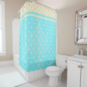 ブルー水玉模様とイエローシャワーカーテン シャワーカーテン (インサイチュ)