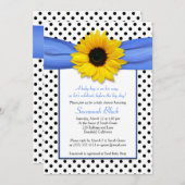 ブルー水玉模様ひまわり男の子ベビーシャワー 招待状 (正面/裏面)