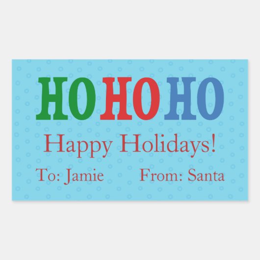 ブルー水玉模様カスタムクリスマスギフトラベル/ラベル 長方形シール (正面)