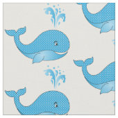 ブルー水玉模様クジラ|変更可能な背景 ファブリック (クローズアップ)