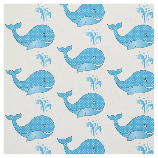 ブルー水玉模様クジラ|変更可能な背景 ファブリック (見本)