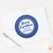 ブルー水玉模様クリスマスステッカー ラウンドシール (封筒)