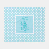 ブルー水玉模様グラムガーリータイポグラフィトレンディー フリースブランケット (正面(横))