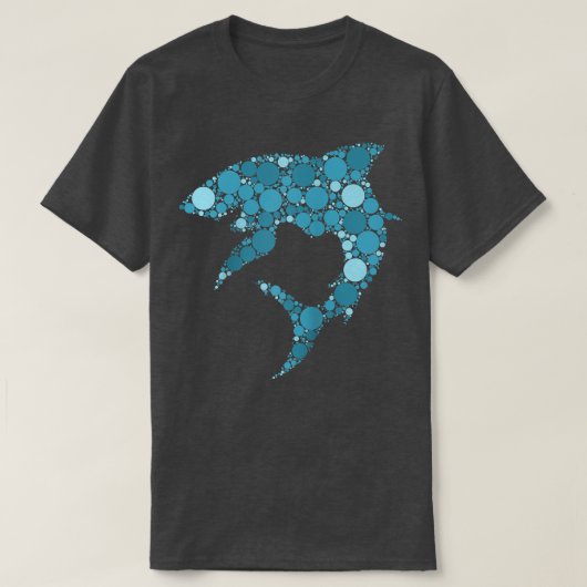 ブルー水玉模様シャーク国際的ドットデー Tシャツ (デザイン正面)