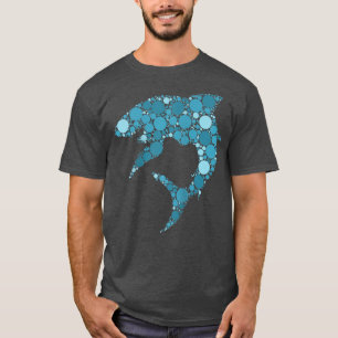 ブルー水玉模様シャーク国際的ドットデー Tシャツ