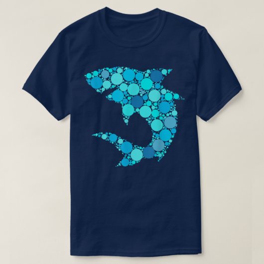 ブルー水玉模様シャーク国際的ドットデー Tシャツ (デザイン正面)