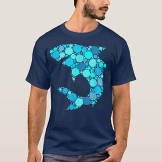 ブルー水玉模様シャーク国際的ドットデー Tシャツ