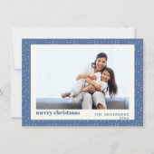 ブルー水玉模様シンプルスノーHolidayフォトカード シーズンカード (正面)