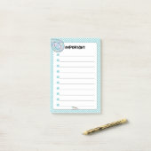 ブルー水玉模様ティアドロップダイヤモンド重要 ポストイット (デスク上)