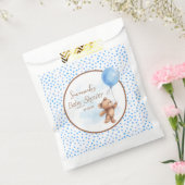 ブルー水玉模様テディベア赤ちゃんシャワー フェイバーバッグ (封をした状態)