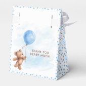 ブルー水玉模様テディベア赤ちゃんシャワー フェイバーボックス (裏面サイド)