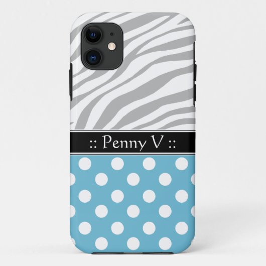 ブルー水玉模様フェードゼブラプリントiPhone 5ケース Case-Mate iPhoneケース (裏面)