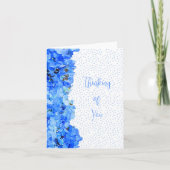ブルー水玉模様ブルーアジサイ考えズオブユー カード (正面)