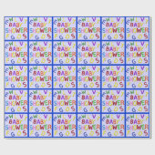 ブルー水玉模様ベビーシャワーラッピング紙 ラッピングペーパー (フラット)