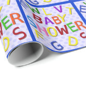 ブルー水玉模様ベビーシャワーラッピング紙 ラッピングペーパー (ロールコーナー)