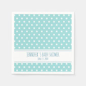 ブルー水玉模様ボーイベビーシャワー スタンダードカクテルナプキン (正面)