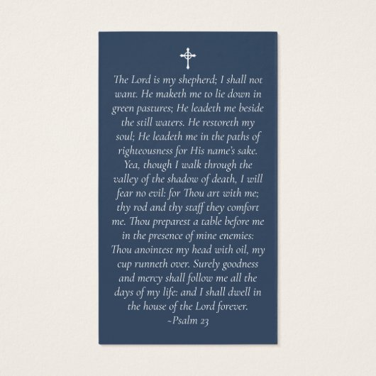 ブルー水玉模様写真記念祈りの言葉カード (裏面)