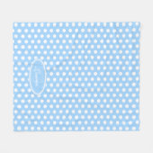 ブルー水玉模様名前をカスタムするプレート毛布 フリースブランケット (正面(横))