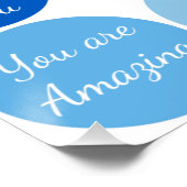 ブルー水玉模様愛文字デザイン ポスター (コーナー)