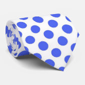 ブルー水玉模様白いネクタイ ネクタイ (ロール)