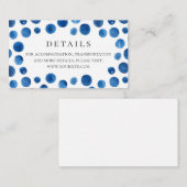 ブルー水玉模様結婚の詳細。水色ネイビー エンクロージャーカード (正面/裏面)