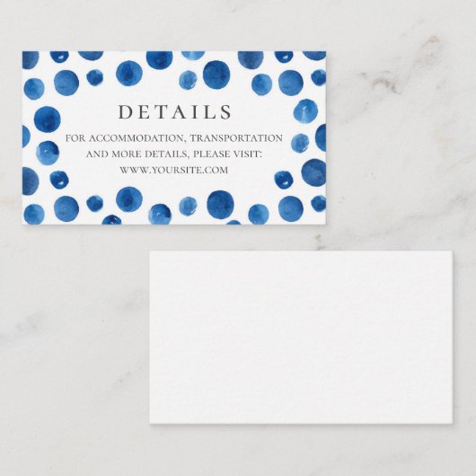 ブルー水玉模様結婚の詳細。水色ネイビー エンクロージャーカード (正面/裏面)