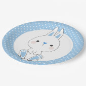 ブルー水玉模様&かわいいバニーベビーシャワー誕生日 ペーパープレート (アングル)