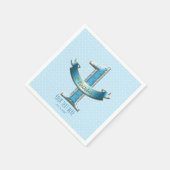 ブルー水玉模様&バナー第1回1誕生日パーティー スタンダードカクテルナプキン (角)