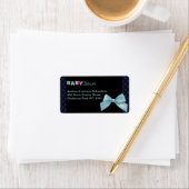 ブルー水玉模様&ボウ住所 シール (インサイチュ)