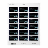 ブルー水玉模様&ボウ住所 シール (フルシート)