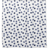 ブルー水玉模様。水色シャワーカーテン シャワーカーテン (正面)