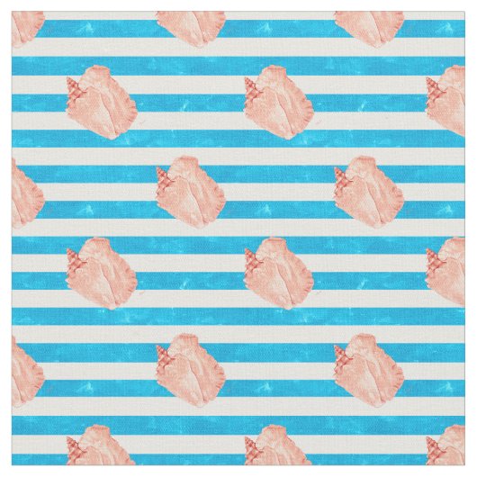 ブルー沿岸にストライプ貝殻を包む ファブリック (クローズアップ)