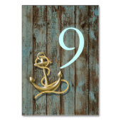 ブルー波止場ウッドビーチ航海のいかり結婚ズ テーブルナンバー (裏面)