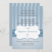 ブルー洗礼招待状 招待状 (正面/裏面)