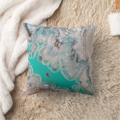 ブルー流体抽象芸術アートスローアクセント枕 クッション (ブランケット)