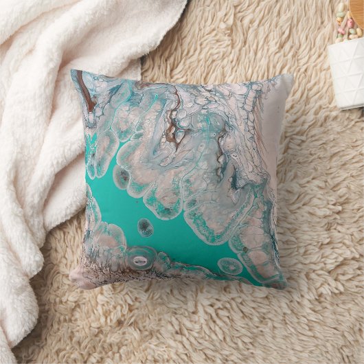 ブルー流体抽象芸術アートスローアクセント枕 クッション (ブランケット)