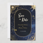 ブルー流星の天体太陽と月の結婚式 セーブザデート (正面)