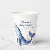 ブルー海お洒落アヒル星ホエールベイビーシャワー 紙コップ (裏面)