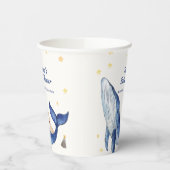 ブルー海お洒落アヒル星ホエールベイビーシャワー 紙コップ (左)