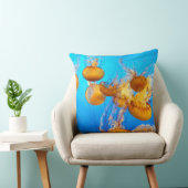 ブルー海イエロークラゲ装飾用クッション クッション (椅子)